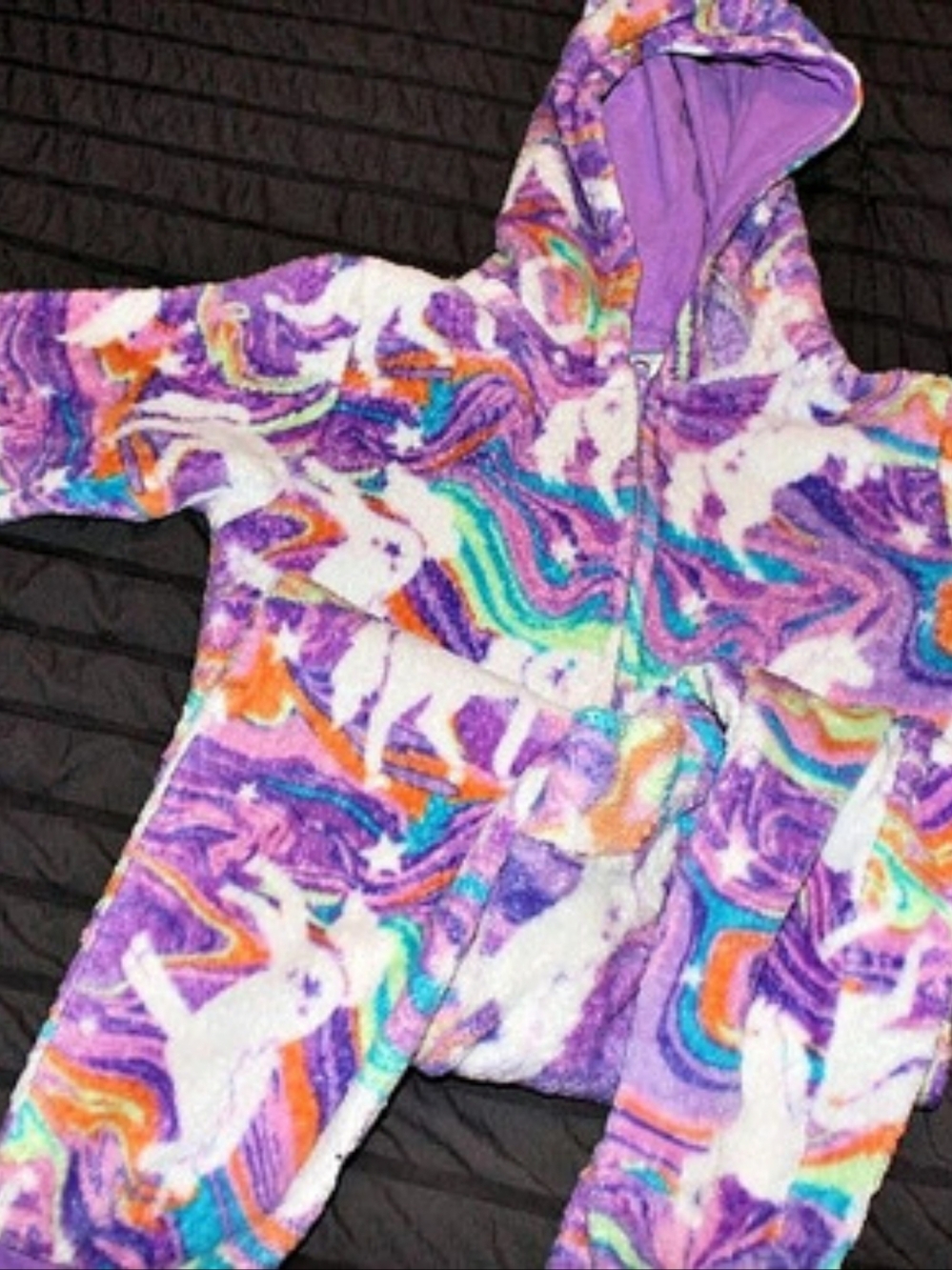 PJ Place Unicorn Footie Pajamas in Purple & White Size Small Like New